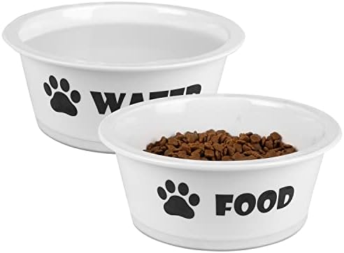 Set od 2 keramičke zdjele za pse i mačke, porculanske zdjele za hranu i vodu za kućne ljubimce s protukliznom trakom, perilicom