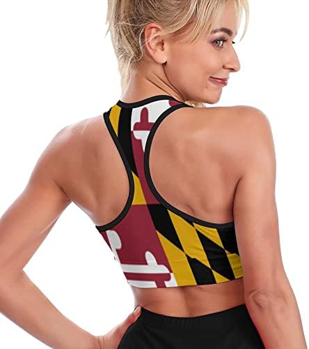 Maryland zastave sportski grudnjak za žene visoke podrške podstavljene vježbe usjev gornji joga grudnjak teretana casual