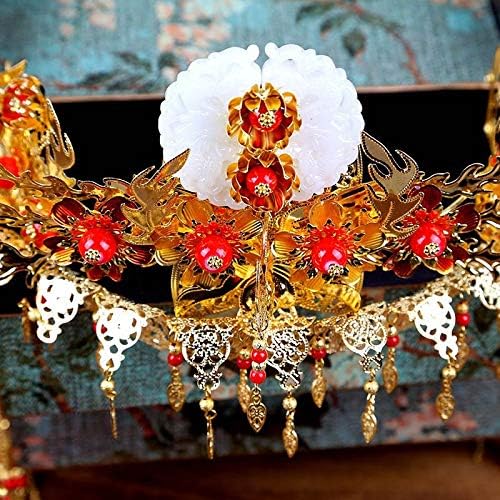 Hwydz Bridal Bride Golden Headwear Set tiara i krune koronet ukras za kosu za kosu vjenčani nakit