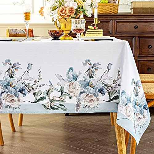 Softalker pravokutnik Tablecloth Digitalni tiskani cvjetni uzorci stol, tkanina bez vodootporne naborne bore za proljeće/ljeto/piknik/zabava/zatvoreni/vanjski/vanjski