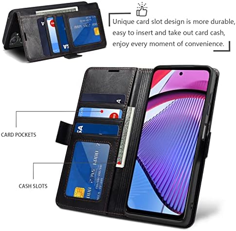 Flip torbica HAII za Moto G Power 5G 2023, drop-kožna torbica-novčanik s RFID-blokadom, utor za kreditne kartice i magnetskom