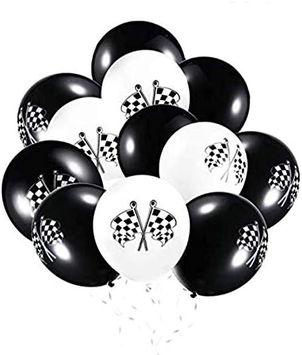 + 30 komada lateks baloni za trkaće automobile u kavezu tema zastave trkaćih automobila crno-bijeli balon rođendan