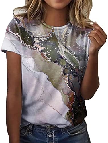 ADPAN žene dnevno ljeto vode u boji Opis o vratnim tenkovima vrhovi kratkih rukava košulje casual ženskog majice kratka rukava