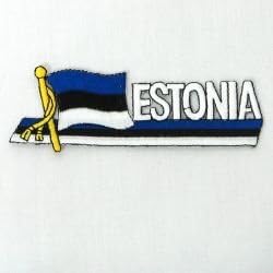 Estonia Sidekick Word Country Off Iron na patch greben značka .. 1,5 x 4,5 inča ... Novo