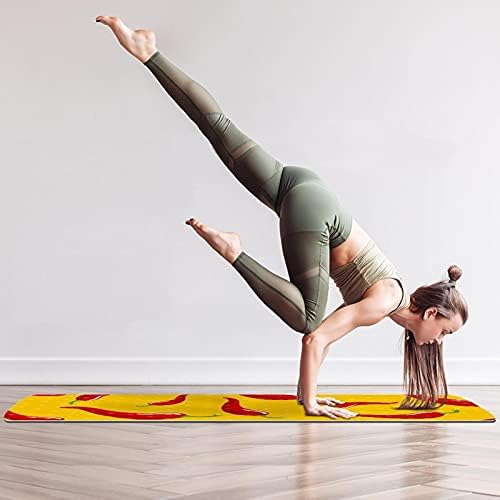 Debela Protuklizna prostirka za vježbanje i fitness 1/4 s čilijem u žutoj boji za jogu, pilates i podnu kondiciju