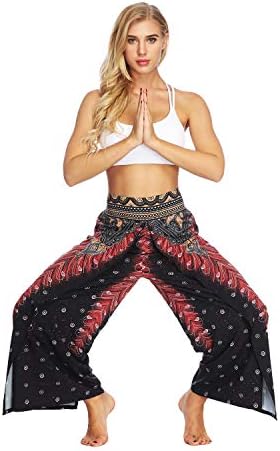 HoneyStore ženske boho palazzo prorez hlača s širokim nogama plaža hippie joga hlače