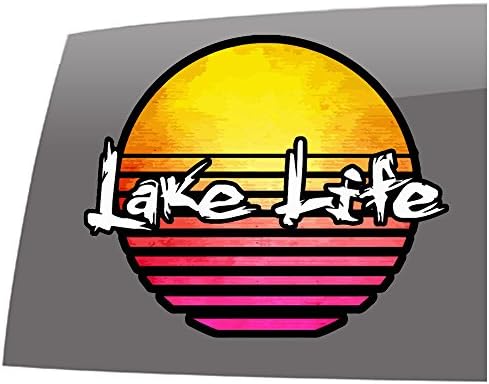 Život jezera s prozorima - zalazak sunca, uobičajeni 5 W x 4 h - boja - naljepnica - Život jezera - Outdoor - vinilna naljepnica