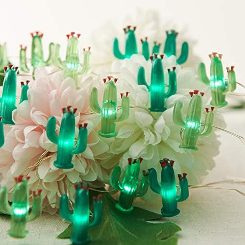 Miya Life Cactus String Lights Tropska biljka pustinjskog vrta -10 ft 40 LED -ova bakrena žica s daljinskim i timerom za