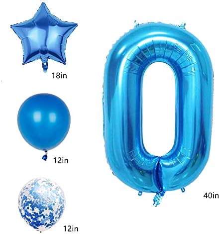 10. rođendanski ukrasi za zabavu, plavi broj 10 balon, 40 -inčni divovska folija Mylar baloni ukrasi za dječačku djevojčicu,