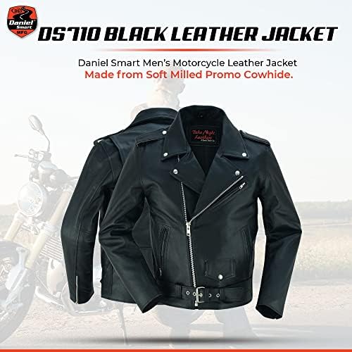 Muška motociklistička kožna jakna iz A-liste, Crna biciklistička kožna jakna ekonomske klase s skrivenim džepom za pohranu
