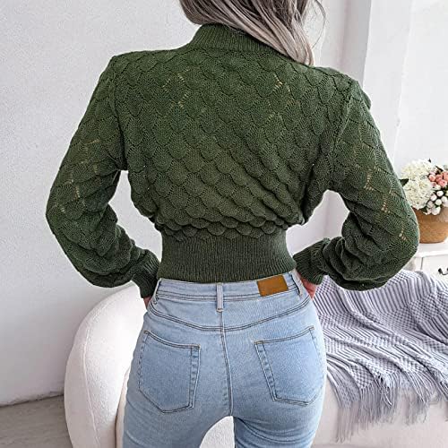 Ženski džemperi za usjeve Trendi kornjača s dugim rukavima Kršavi pleteni džemper Tops Solid Color Casual pletena