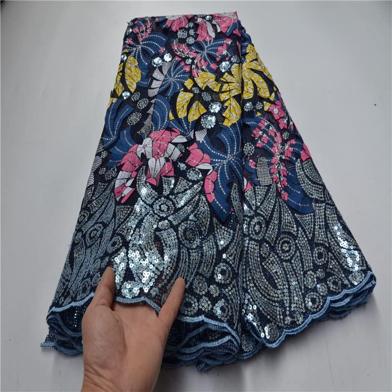 5 metara afričke vezene čipkaste tkanine od voštane čipke od šljokica Nigerijska čipkasta čipkasta tkanina za vjenčanicu