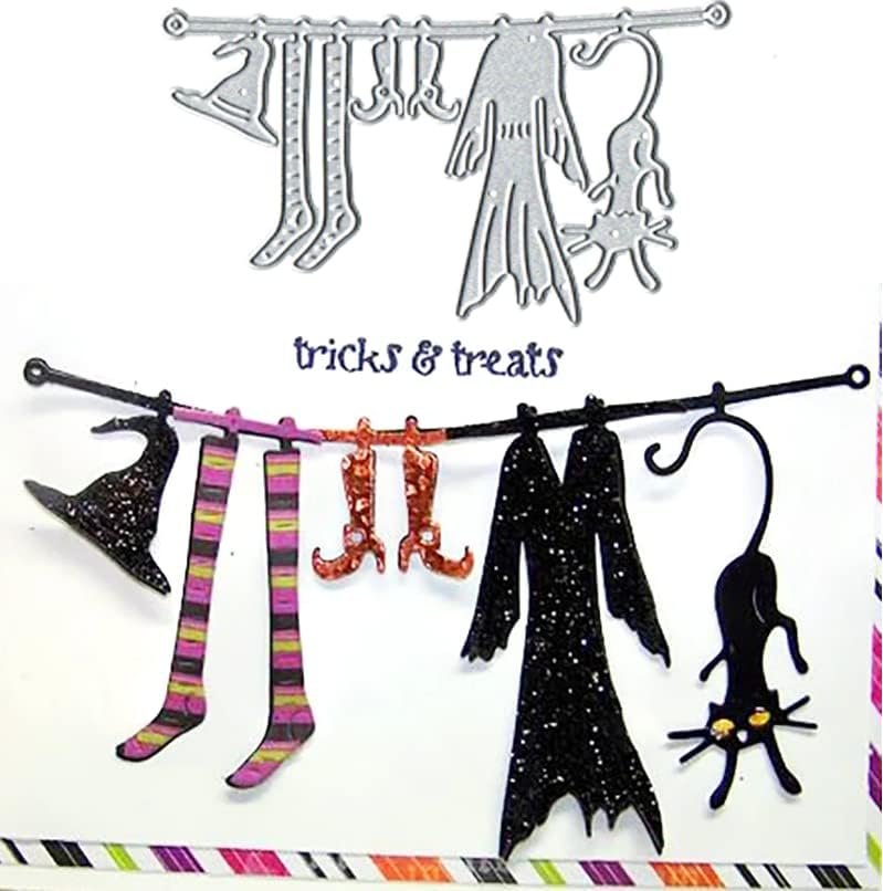 Sretni Halloween Metal Die Cuts, Halloween odjeća mačka za rezanje metala Izrezanje šablona za DIY Scrapbooking Cards Ukratko