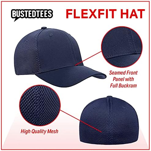 Bustedtees carski časnik flexfit hat casual wear bejzbol kapica za muškarce prozračna flex fit ultrafibre zračna mama ugrađena
