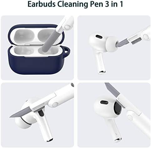 R -Fun AirPods Pro 2nd/1. generacija poklopca kućišta s kompletom za čišćenje i 4 para Zamjena savjeta za uši, puni zaštitni
