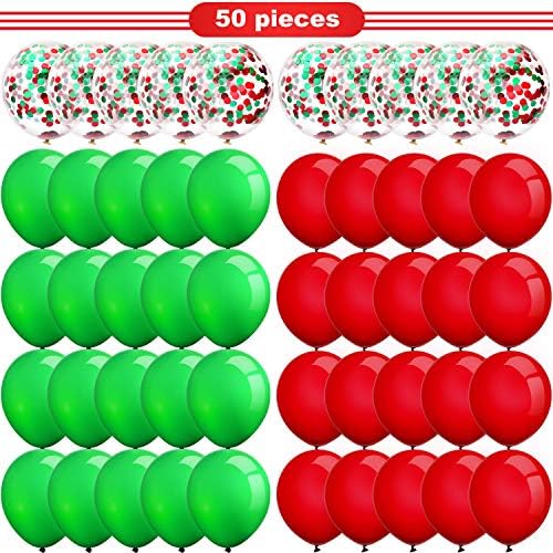 50 komada božićni baloni Konfetti baloni lateks baloni za zalihe za uređenje zabave, 12 inča