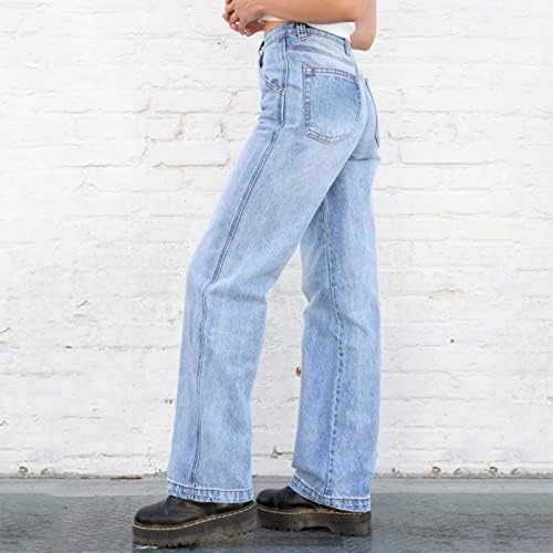 Ženske traperice ženske mode visokog struka široke casual traperice s patentnim zatvaračem donje hlače