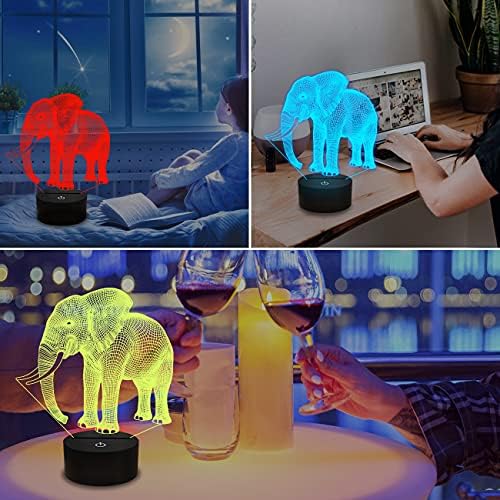 Pokloni za slonove, 3-inčna noćna svjetiljka za djecu koja mijenja 16 boja, 3-inčna iluzijska svjetiljka s daljinskim upravljačem