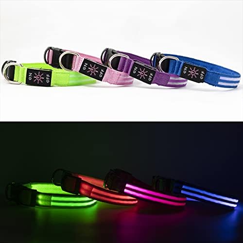 Gudpup Osvjetljava dvostruke ogrlice za pse od LED vlakana, LED Odjel za ogrlicu u mraku za noćno hodanje, ovratnik za sigurnost