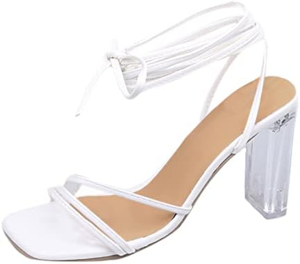Sandale za žene ležerne ljetne pete, čvrsti križni gležanj, sandale s visokim bojama modni remen ženske sandale