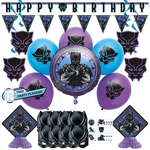 Jedinstveni crni panter wakanda Forever Deporacije za rođendanske zabave - 8 maski, tetovaže, vrtloge, transparenti, baloni