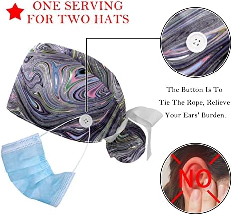 2 pakirajte žensku radnu kapu s gumbima vrpca kravata Abstraktna umjetnost Patterm Duge kose pokrivači
