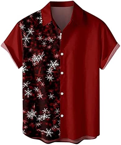 Wocachi božićni gumb Up Majica za muškarce Funky Djed Mraz Tiskani casual kratki rukavi Havajski Ahola majice vrhovi