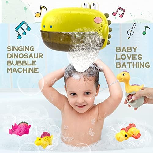 Dinosauri Music Bubble Machine Bath igračka 4 u 1 set, proizvođač mjehurića s 12 pjesama za novorođenčad, igračke za kade