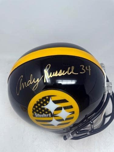 Kaciga pune veličine s autogramom Andija Russella Pittsburgh Steelers s autogramom u Mumbaiju-NFL kacige s autogramom