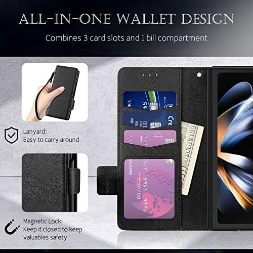 Torbica DONWELL za Galaxy Z Fold 4 5G, novčanik Z Fold 4 Case za muškarce i žene, torbica-knjižica s magnetskom kopčom od