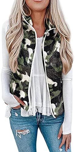 Ženska jakna moda jesen kaputa bez rukava kaputa prsluk moda leopard print patentni zatvarač labavi plišani kaput s džepovima