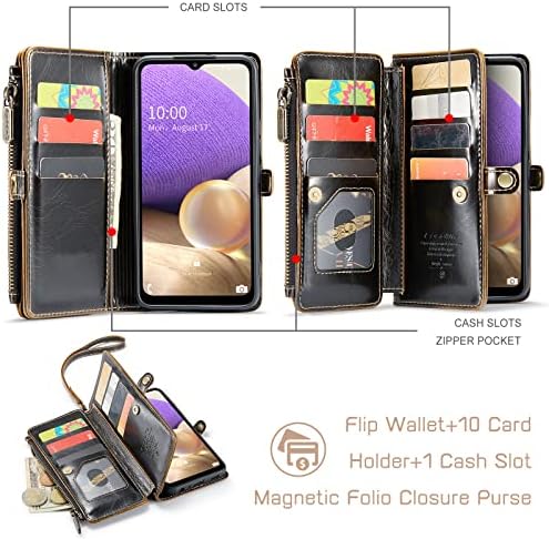 Torbica Defencase Galaxy A32 5G, torbica-novčanik Samsung Galaxy A32 5G za žene i muškarce, starinski remen za ručni zglob