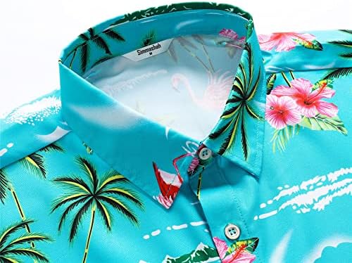 Simmashah muška havajska košulja, gumb kratkih rukava dolje odjeća za plažu, unisex ljetni flamingos casual cvjetni aloha
