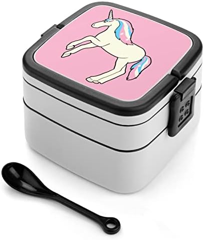 Transgender Pride Unicorn Double sloj kontejnera za obrok Bento Box s ručicom prijenosnim za uredski rad