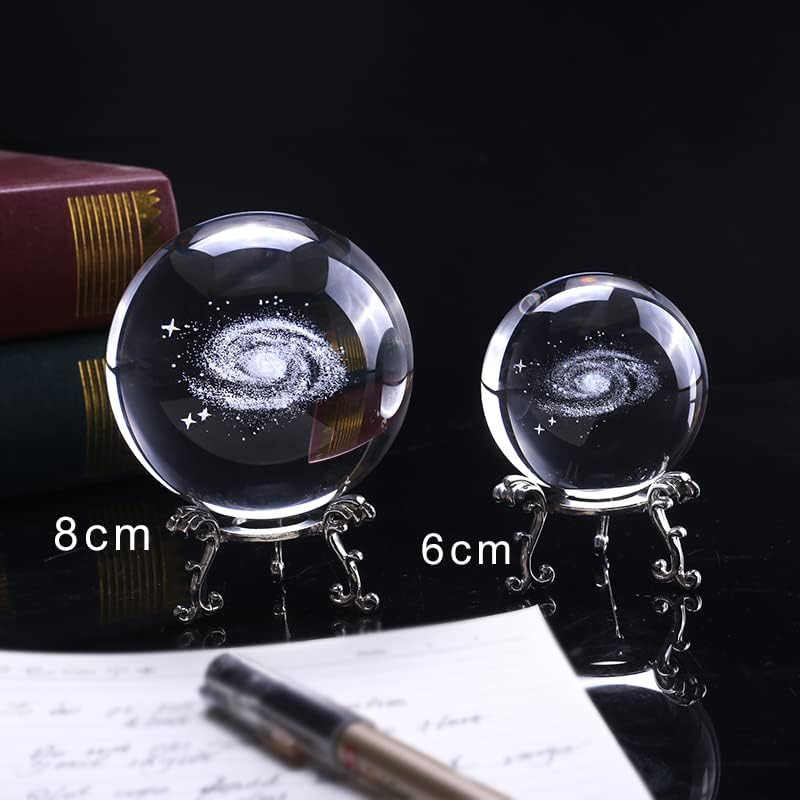 Xiaojia 6/8 cm promjera Globe Galaxy Minijature Minijature kristalne kuglice 3D laserski ugravirani kvarcni stakleni kugla