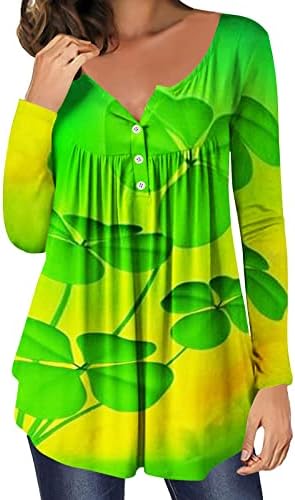 Shamrock majice za žene dugi rukavi St Patricks Dan gnomi vrhovi grafičke majice labave bluze za gamaše
