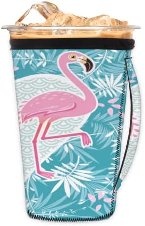Pink Flamingos Tropska ledena rukava za višekratnu uporabu s ručicom Nepren šalica za čašicu za sodu, latte, čaj, pića, pivo
