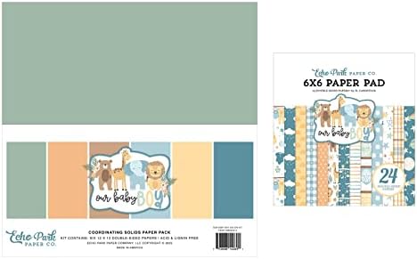 Paket za zbirku papira Echo Park: Naš dječak 12 ”x 12” solidno pakiranje papira + naš dječak 6 ”x 6” dvostrani paket papira