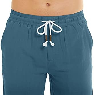 Crisully muške casual pamučne lanene kratke hlače klasične fit plaže kratke hlače s džepovima
