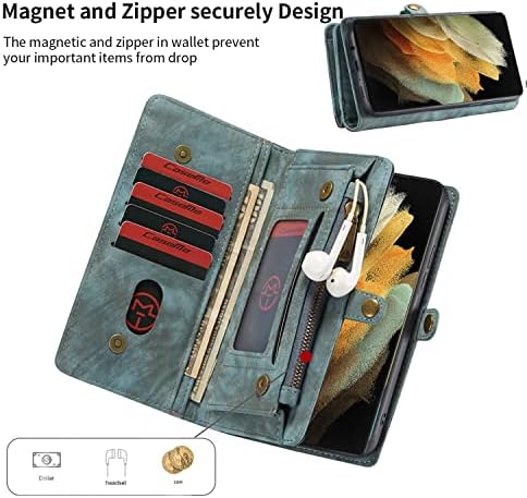 JGY Samsung S23 Ultra kožna torbica-novčanik,Samsung S23 Ultra removable magnetski torbica džep zatvaračem, držač za kartice