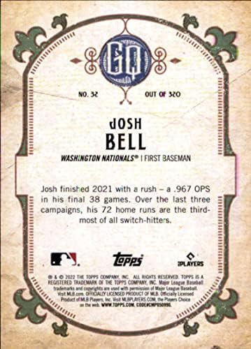 2022 Topps Gypsy Queen 32 Josh Bell Washington Nationals MLB Trgovačka karta za bejzbol