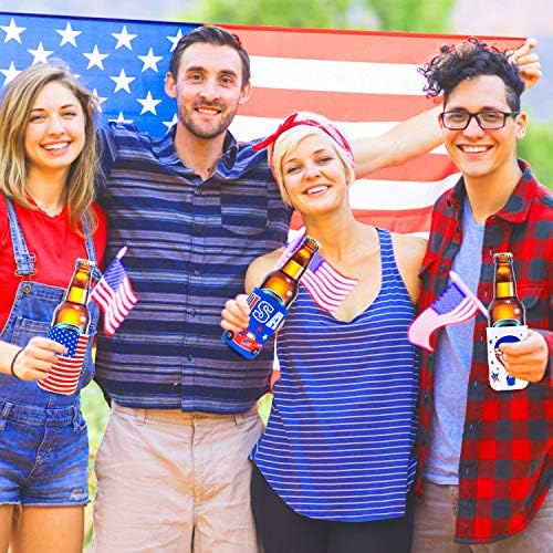 Tifeson America Beer Can Cooler Slušavi - 12 Pack USA zastave Patriotski 4. srpnja Opskrba za zabavu - Neopren može izolirati