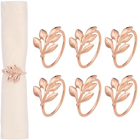 Prstenovi za salvete od ružičastog zlata, set od 6 božićnih prstenova za salvete, držači za svečane ukrase za svadbene zabave,