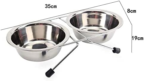 Zdjela za mačke i pse zdjela za kućne ljubimce Protuklizna dvostruka zdjela zdjela od nehrđajućeg čelika s držačem jednostavna