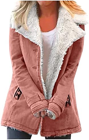 RMXEI ženska ležerna modna modna labava kaputa od solidne boje plus džepna jakna od runa