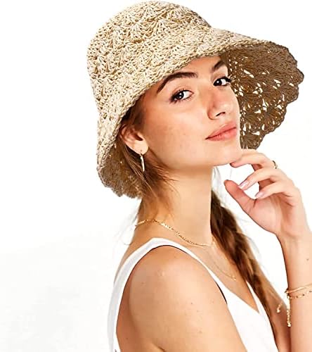 Sunčev šešir Womens Ljetne kante za pakiranje boho plaže slama za žene UV zaštita Slatka sklopiva kapica za dame djevojke