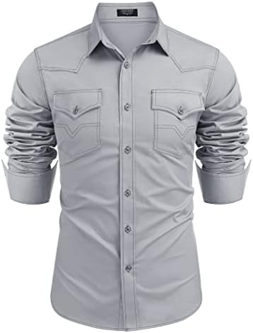 Coofandy muške zapadne kaubojske košulje dugih rukava pamuk ležerni gumb Down Radna košulja s džepovima