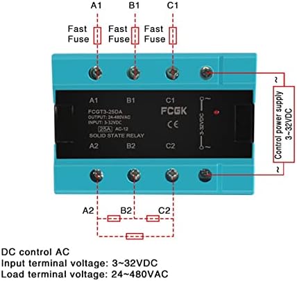 YLCH DA Trofazni relej čvrstog stanja 25A 40A 100A DC do AC 3 faze SSR 3-32V DC CONTROL 24-480V