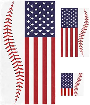 Pakiinno ručnici za kupanje Postavite mekane upijajuće ručnike američke zastave Dan neovisnosti Baseball Sportska tema pahuljasta