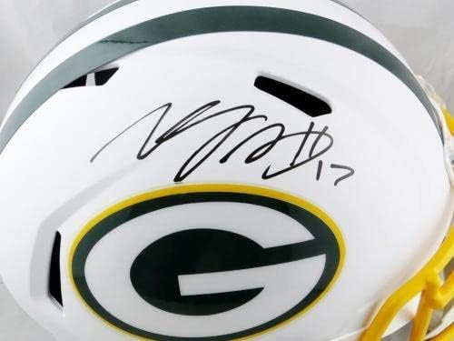 Ravna bijela kaciga s autogramom Davante Adams-a s autogramom-NFL kacige s autogramom